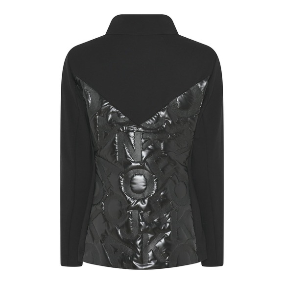 Women's Black Athleisure Jacket Size 16 Trendy Moto Comfy Full Zipper I'CONA NWT - Picture 2 of 2